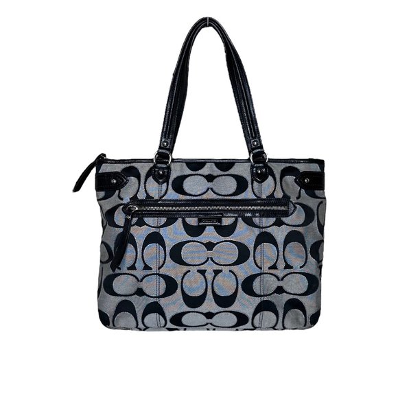 Coach Handbags - Coach Silver Daisy Outline Signature Metallic Emma Tote F23938